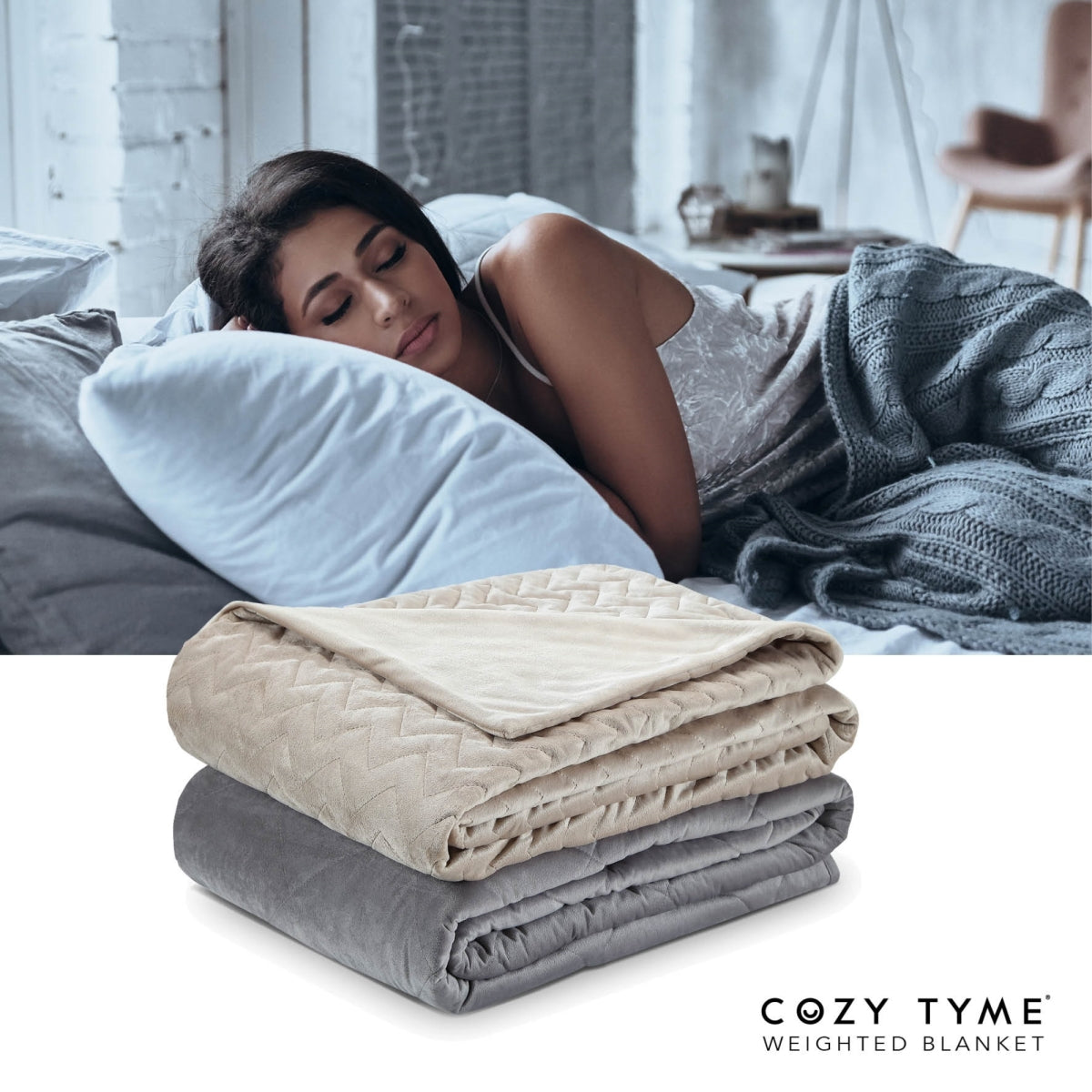 Cozy Tyme 48 x 72 Iniko Weighted Blanket Taup Easeful Way