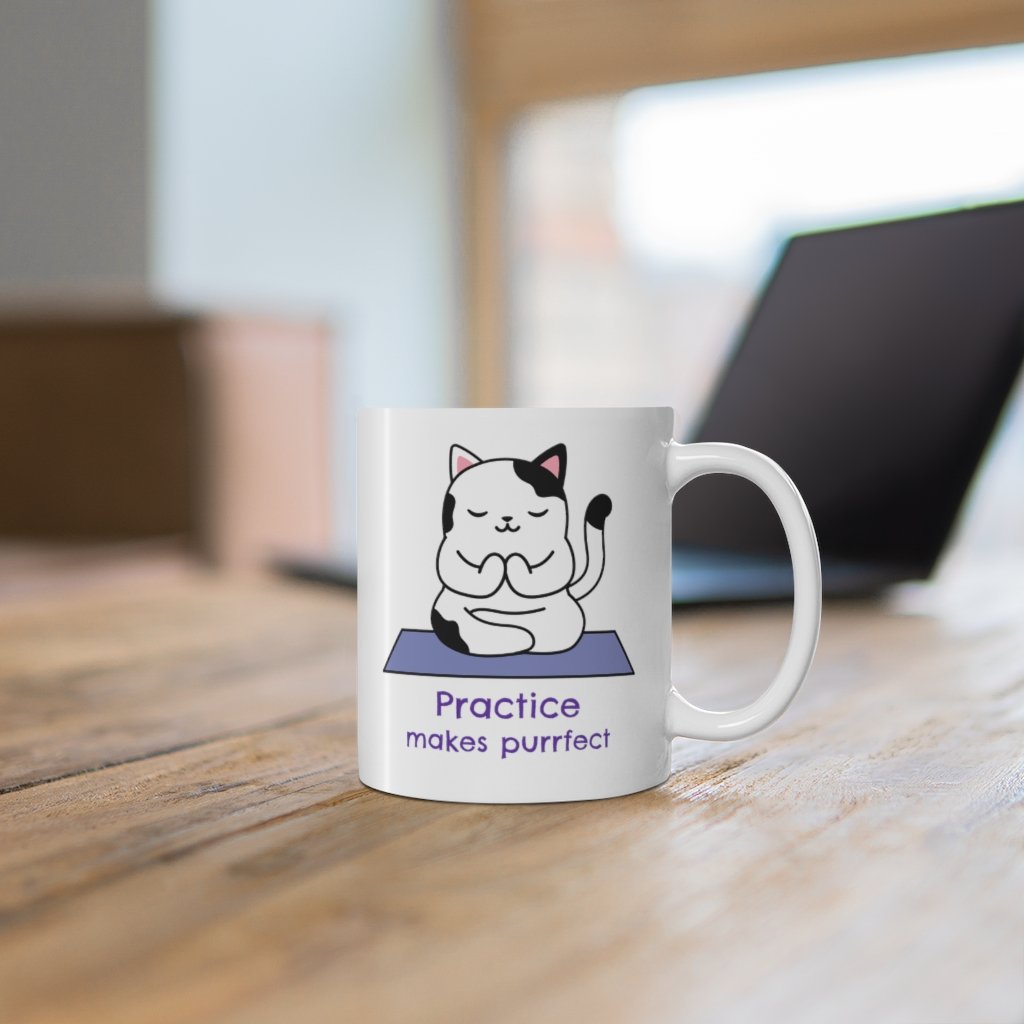 Yoga Theme - Practice Makes Purrfect Mug