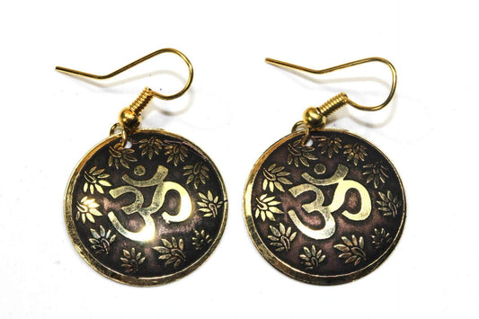 Lotus Petals And Om Yoga Earrings